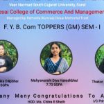 આર.કે.દેસાઈ કોલેજ ઓફ કોમર્સ અને મેનેજમેન્ટ, વાપી અંતર્ગત એફ. વાય બી કોમ સેમ 1( ગુજરાતી માધ્યમ) નું  યુનિવર્સિટી પરીક્ષાનું પરિણામ 