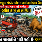 પંડોર કોલક નદી ઉપર પેવર બ્લોક બેસાડી તંત્ર એ કર્યું અક્કલ નુ પ્રદર્શન, હજુ વર્ષ પૂર્ણ થાય તે પેહલા જ પેવર બ્લોક ઉખડી જતા વાહન ચાલકો પરેશાન